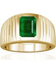 18K Yellow Gold Emerald Cut Emerald Solitaire Ring