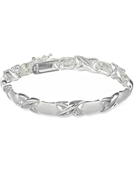 Sterling Silver Polished and Brushed "X and O" Link Bracelet