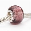 Murano Style Glass Silver Foil Lampwork Bead Fits Pandora Amethyst Purple 14mm (1)