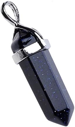 Ayliss® Quartz Crystal Healing Point Chakra Cut Gemstone Pendant for Necklace (Blue Sand)