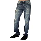 CAVI Regular Straight Fit 5 Pocket Denim Distressed Mens Jeans