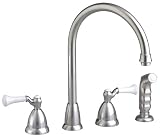 American Standard 4251S Collection Double-Handle Bottom Mount Wideset Kitchen Faucet with Brass Gooseneck Spout, Satin