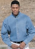 Big Mens 8 oz. 100% Heavyweight Cotton Denim Stonewashed Long Sleeve Shirt (Big & Tall and Regular S