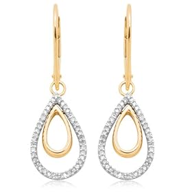 10k Yellow Gold Diamond Tear-Drop Earrings (1/5 cttw, I-J Color, I2-I3 Clarity) by 