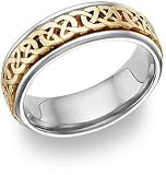 18k Gold 7mm Two Tone Celtic Knot Wedding Band C4003