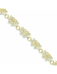 Genuine 14K Yellow Gold & Rhodium Butterfly Bracelet 7 Inches 6 Grams Of Gold 100% Satisfaction Guaranteed.