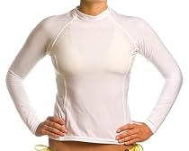Beach Depot UPF 50+ Women's Long Sleeve Rash Guard Shirt - White XL