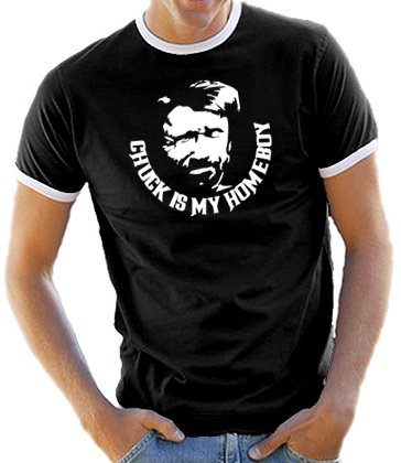Touchlines Herren Kontrast / Ringer T-Shirt Chuck Norris is my Homeboy, black/white, S, B5 Preisvergleich