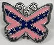 Dixie Pink/Blue Enamel Diamondcut Pewter Butterfly Buckle