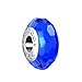 Boruo 925 Sterling Silver Czech Crystal Fascinating Facet Sapphire Glass Charms Beads Spacers September Birthstone Solid Core Charm Fit Pandora Bracelets.