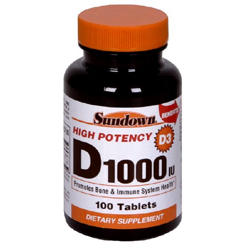 Sundown High Potency Vitamin D3, 1000 IU, 100 Tablets (Pack of 4)