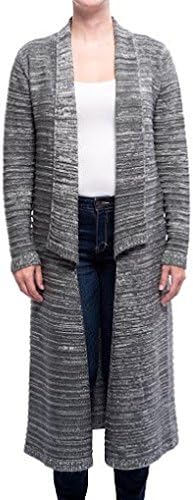 Arpeggio Women's Textured Duster Cardigan Large Grey