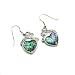 Opal Paua Heart Dangle Earrings Accented with Floral Pattern Glass Crystals