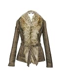 Forzieri Women's Fur Collar Italian Leather and Shearling Jacket