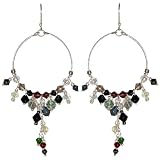 41gjxHch5zL. SL160  3.5 Long Hoop Earring With Multi Beads In Black And Crystal