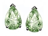 2.20 cttw Genuine Pear Shape Green Amethyst Earrings - 14kt White Gold