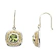 Sterling Silver and 14K Yellow Gold Peridot and Diamond Earrings
