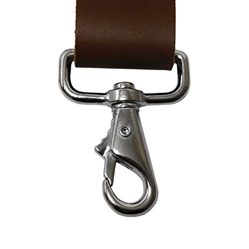 Reg Brown Leather Suspenders Clips Hook to Belt Loops Reg Fit up to