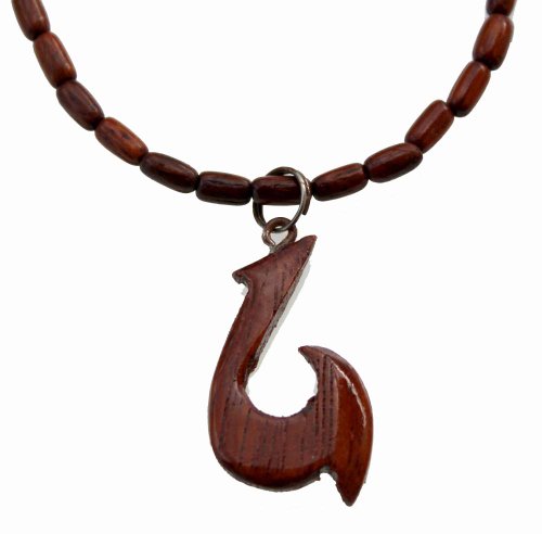 Hawaiian Wood Necklace, Fish Hook, Free Shipping From Hawaii