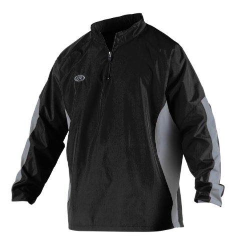 Rawlings Boy's Long Sleeve Wind Breaker Jacket, Black, Medium