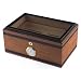 High Lacquer Bubinga and Ebony Finish - Glass Top Humidor - 100 Cigars - Spanish Cedar - Key Lock - Humidifier - External Hygrometer (14 x 9 x 6)