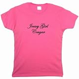 Flirty Diva Tees Woman's LooseFit T-Shirt-Jersey Girl Cougar-Pink Azalea-Black