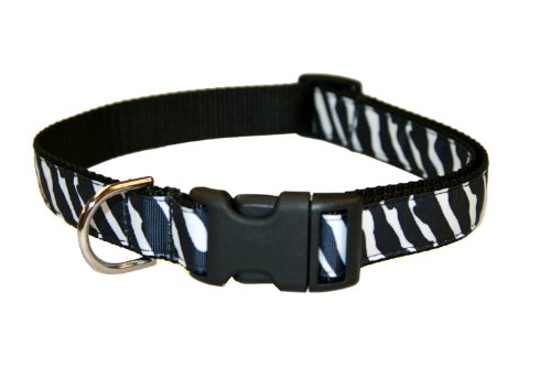 Medium Black/White Zebra Dog Collar: 3/4