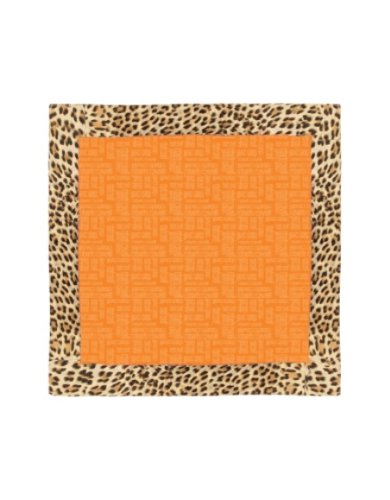 Roberto Cavalli Leopard Frame Signature Silk Square Scarf Orange