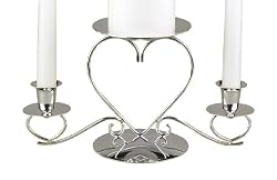 Hortense B. Hewitt Wedding Accessories, Unity Candle Stand, Triple Heart, Silver, 11.5-Inches x 5.25-Inches