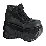 MENS SIZING 4 Inch Platform Shoe Men's Sneaker Black PU Lace Up DEMONIA