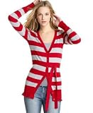  : Pink Rose Long-Sleeve Striped Cardigan with Tie