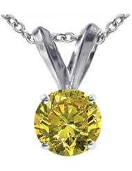 1.50 CT Yellow Diamond Solitaire Pendant 14K Gold