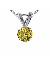 1 CT Yellow Diamond Solitaire Pendant 14K Gold