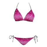 NSB704 2pc Bikini Set Pink With Silver Flower Print