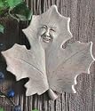 Cast Stone MABEL LEAF FACE Plaque OUTDOOR/Indoor SCULPTURE by GEORGE Carruth Studio