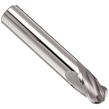 Melin Tool CCMGS-B Carbide Ball Nose End Mills, Inch, Stub Length, Uncoated (Bright) Finish, 30 Degree Helix, For Use With Cast Iron, Nickel/Nickel Alloys, Plastics, Steel/Steel Alloys, Titanium/Titanium Alloys