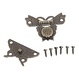 6個セット 蝶の木製ボックスクラスプ アンティーク 掛け金　ラッチロック ヴィンテージ スタイル （36ネジ付き）