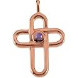 14K Rose Gold Amethyst Cross Pendant