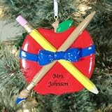 Personalized Teacher Apple Ornament
