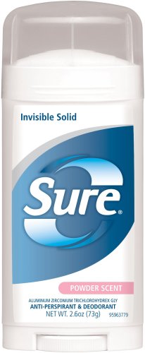 Sure Invisible Solid - Anti-Perspirant and Deodorant, Powder Scent, 2.6 Ounce