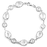 Bridal Bracelets: Dasha's Round & Pear Cut CZ Bracelet - Silver