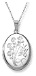 Sterling Silver Engraved Flowers Oval Locket, 20"