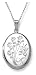 Sterling Silver Engraved Flowers Oval Locket, 20