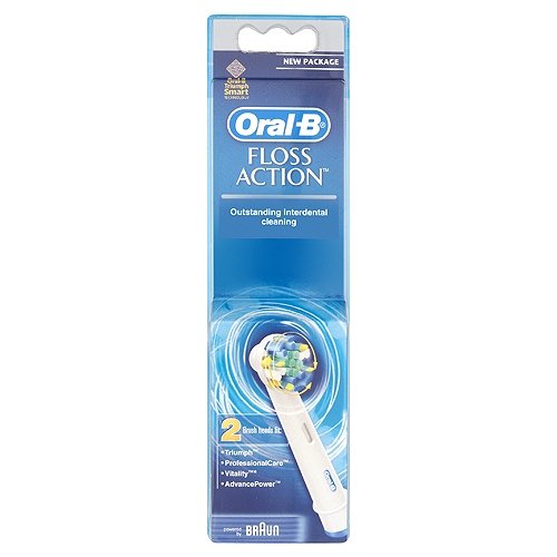 Braun Oral-B EB25-2 FlossAction Replacement Rechargeable Toothbrush Heads 2 Pack