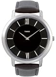 Men's Timex Leather Strap Black Dial Watch - Black