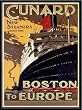 Art Poster Metal Framed Print - Cunard/Boston To Europe - Artist: Thomas - Poster Size: 24 X 18