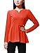 Allegra K Women Long Sleeve Zip Back Fitted Peplum Top Blouses