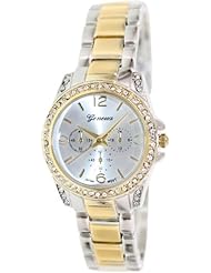 Geneva Platinum Womens 4647.TWOTONE Two-Tone Metal Quartz Watch with Silver Dial