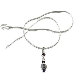 Silver Locket with Chain Multi Gemstone Jewelry 1.75 Inches (gpndt040)
