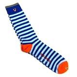 True Religion One Pair Blue/ Orange Striped Tube Mens Sock Size 10-13